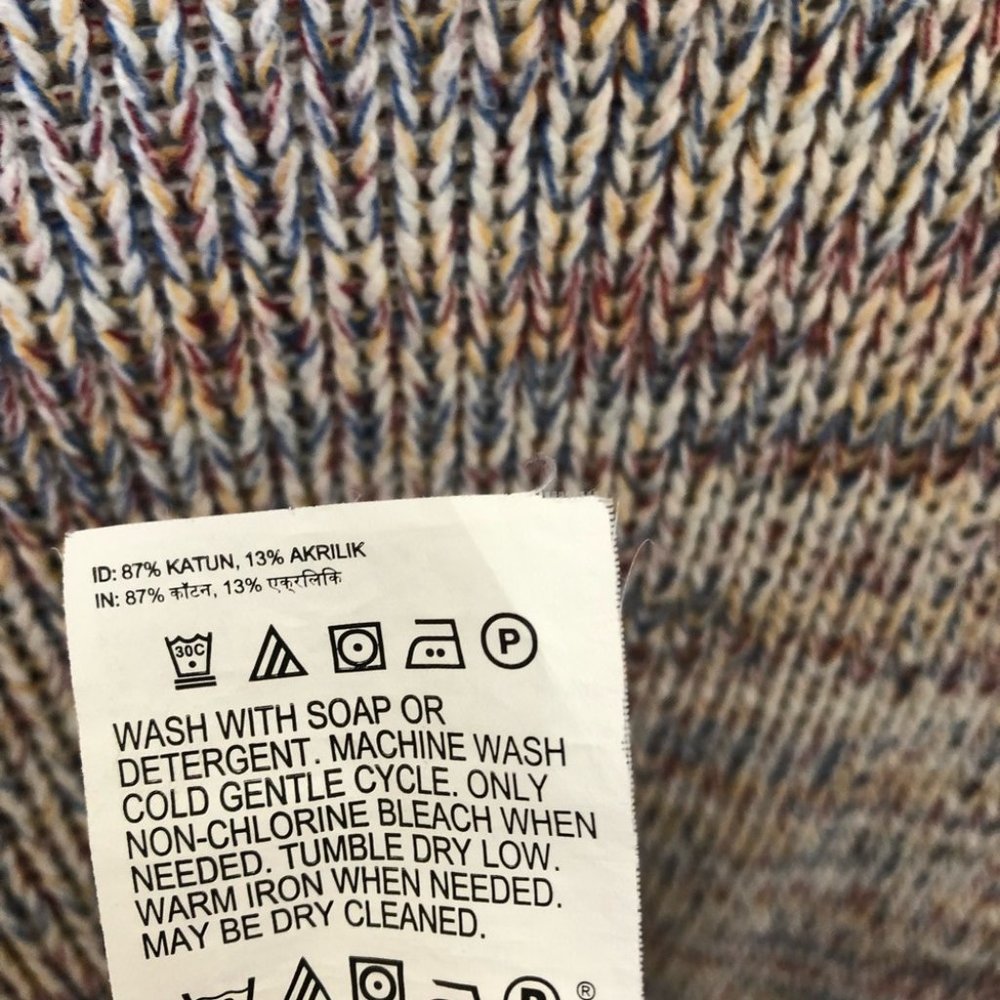 Roxy Blue Yellow Red Fisherman Cable Knit Sweater Size Small Striped - Picture 11 of 12